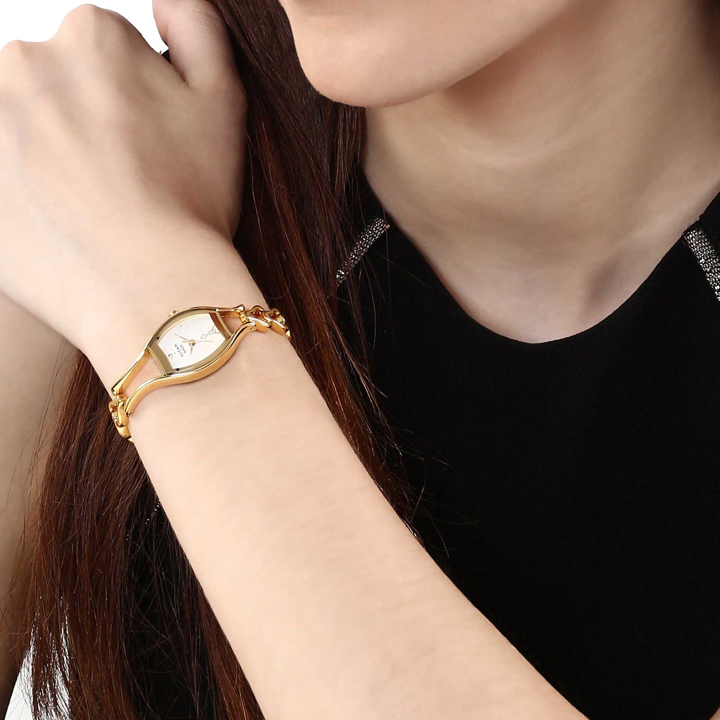 Titan Quartz Analog White Dial Watch for Women