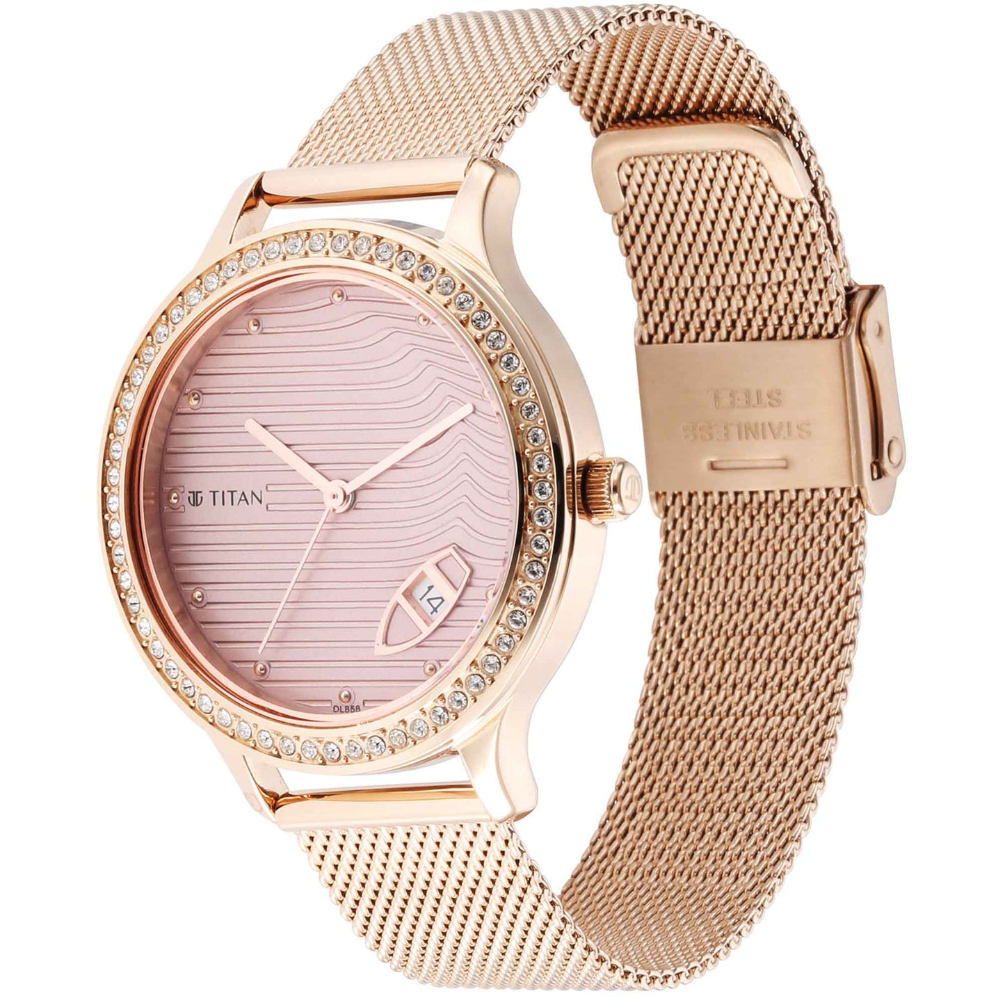 Titan Wander Light Brown Dial Analog Stainless Steel Strap Watch for Women 2634WM04