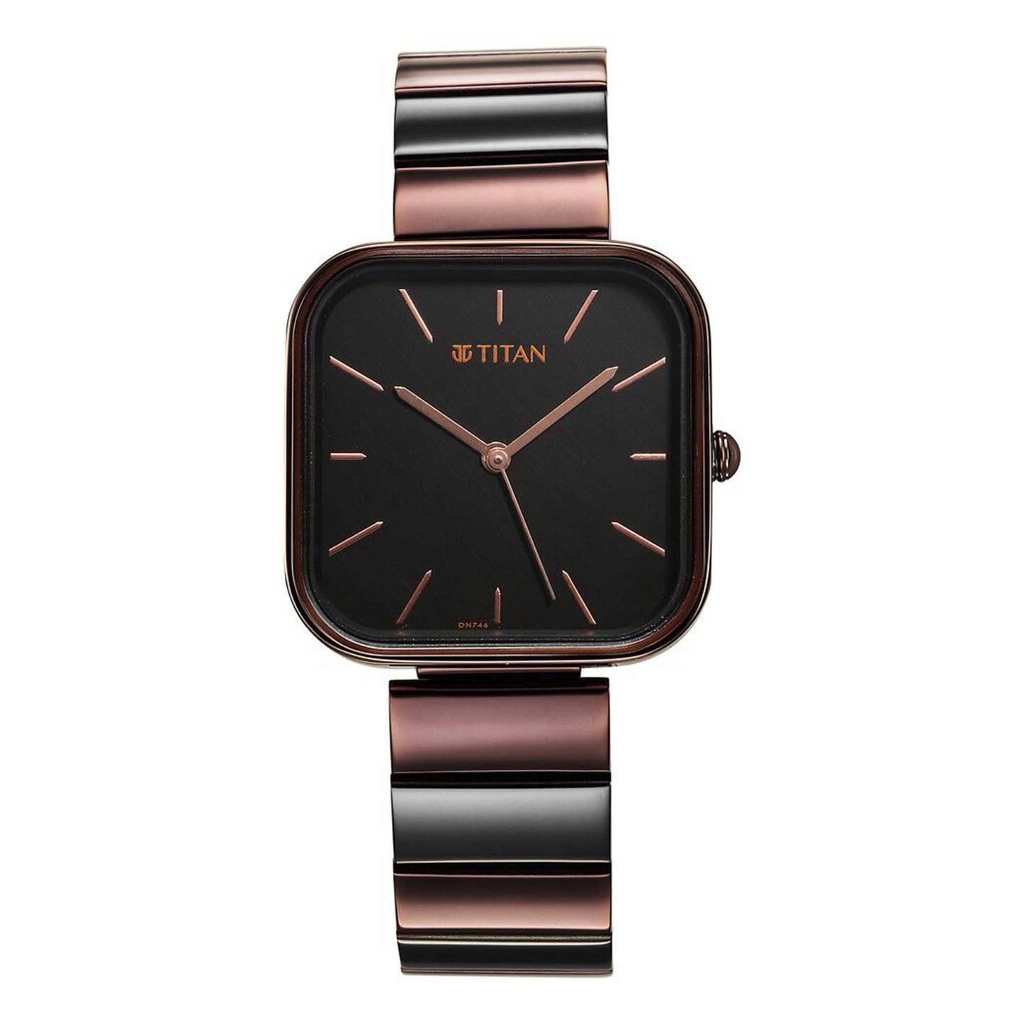 Titan Purple Stackables Quartz Analog Black Dial Two Toned Stainless Steel Strap Watch For Women