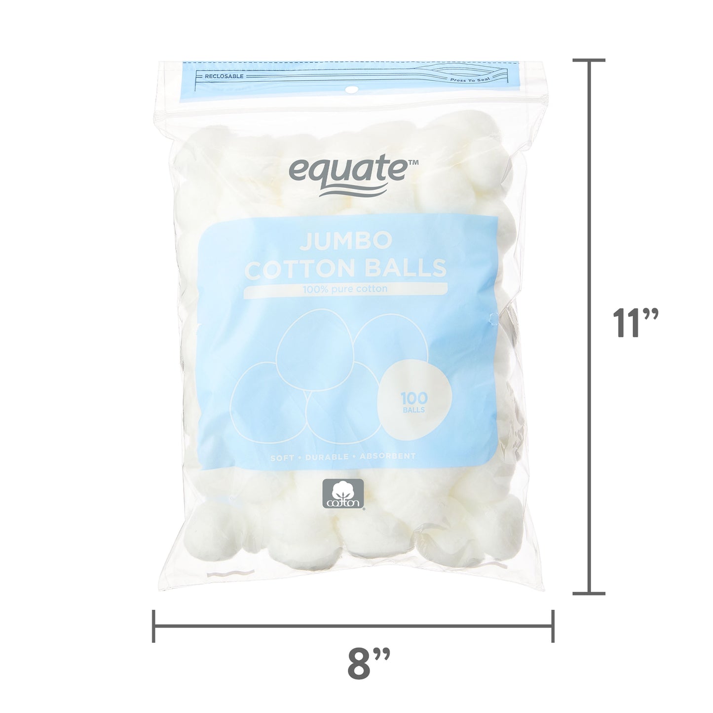 Equate Jumbo Cotton Balls, 100 Count