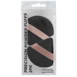 Precision Powder Puffs for Loose & Pressed Makeup Powder, Ultra Soft & Microfiber, Black, 2 Count