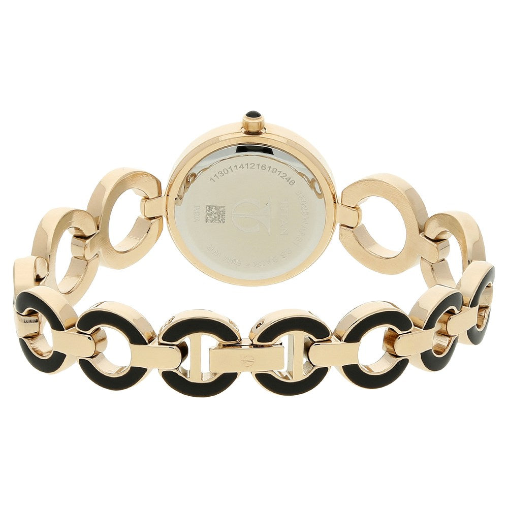 Titan Quartz Analog Black Dial Metal Strap Watch for Women