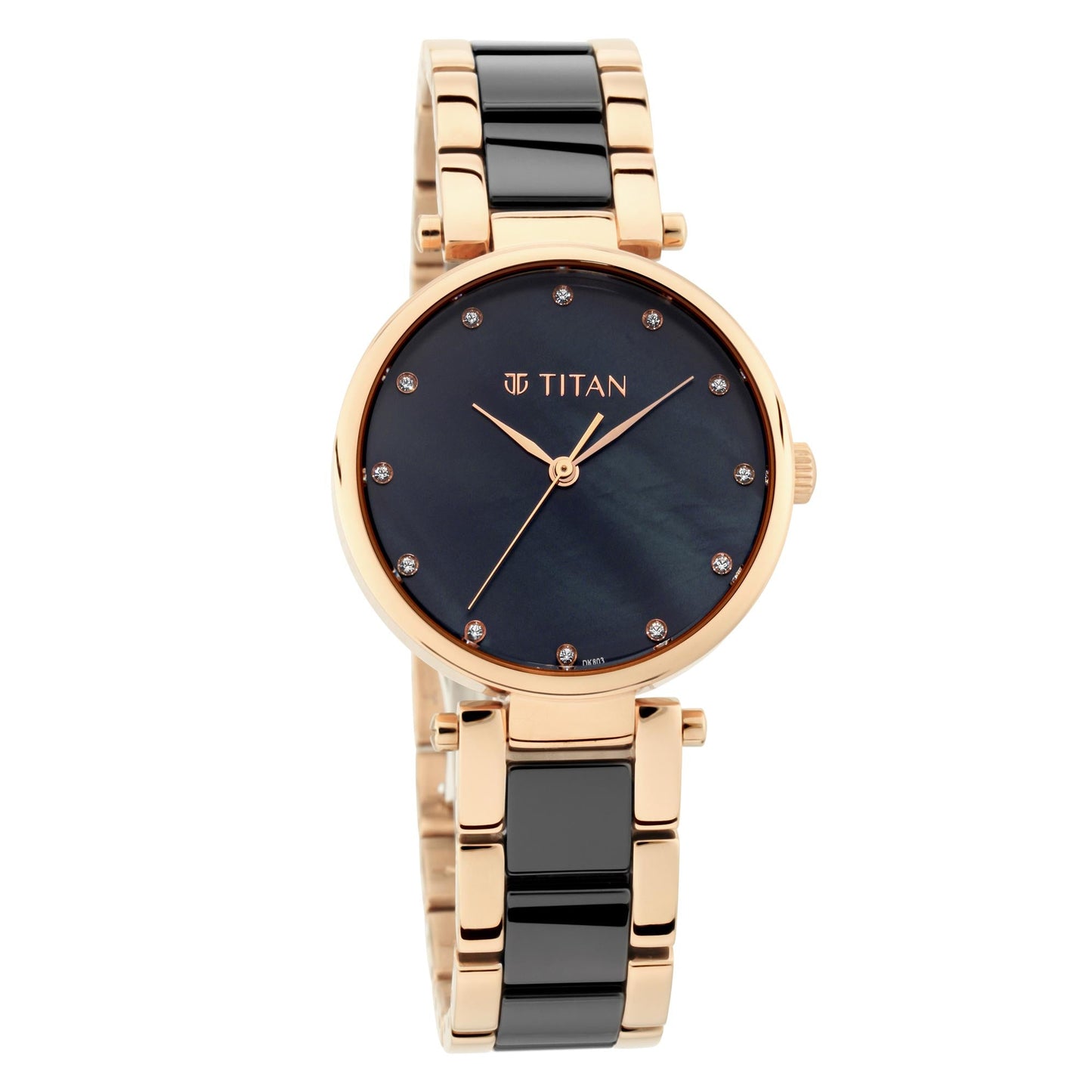Black Mother-of-Pearl Dial Ceramic & Metal Strap Watch