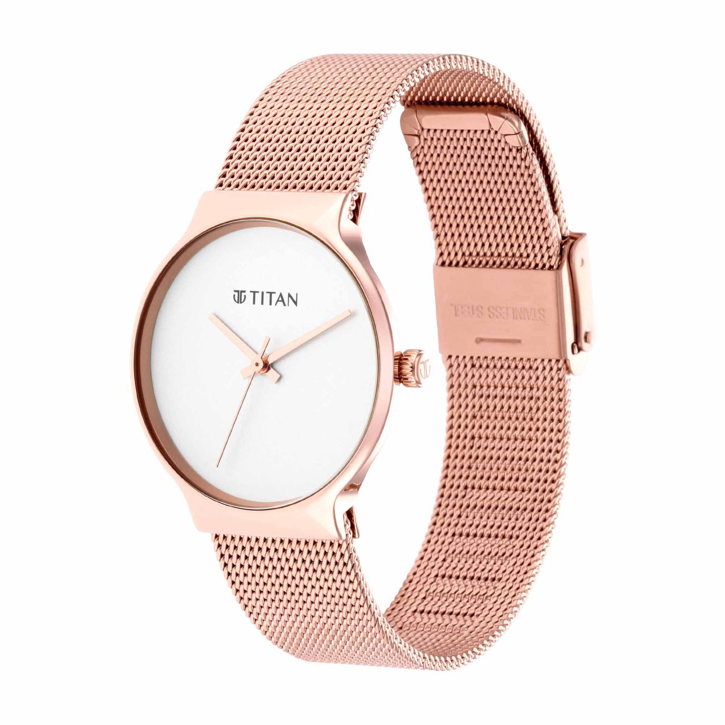 Titan Slimline Silver Dial Women Watch With Stainless Steel Strap