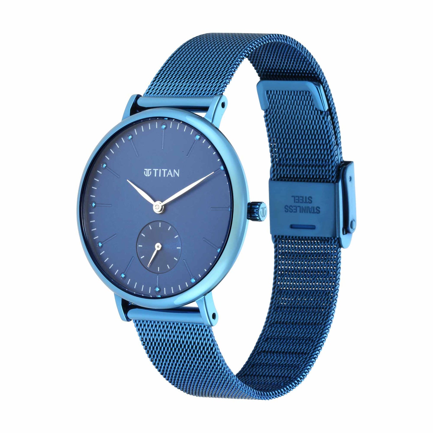 Slimline Blue Dial Mesh Strap Watch