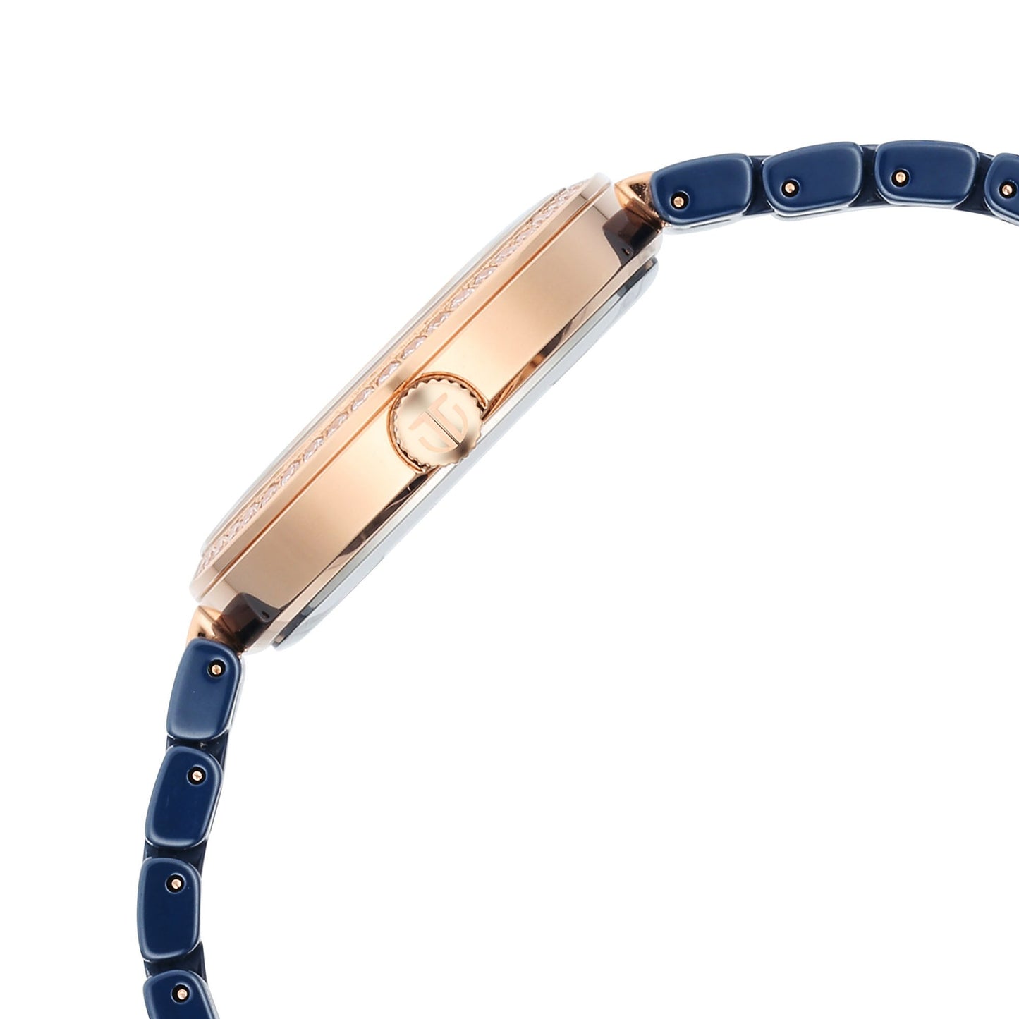 Titan Purple Ceramics Quartz Analog Mother of Pearl Dial Blue Ceramic Strap Watch For Women