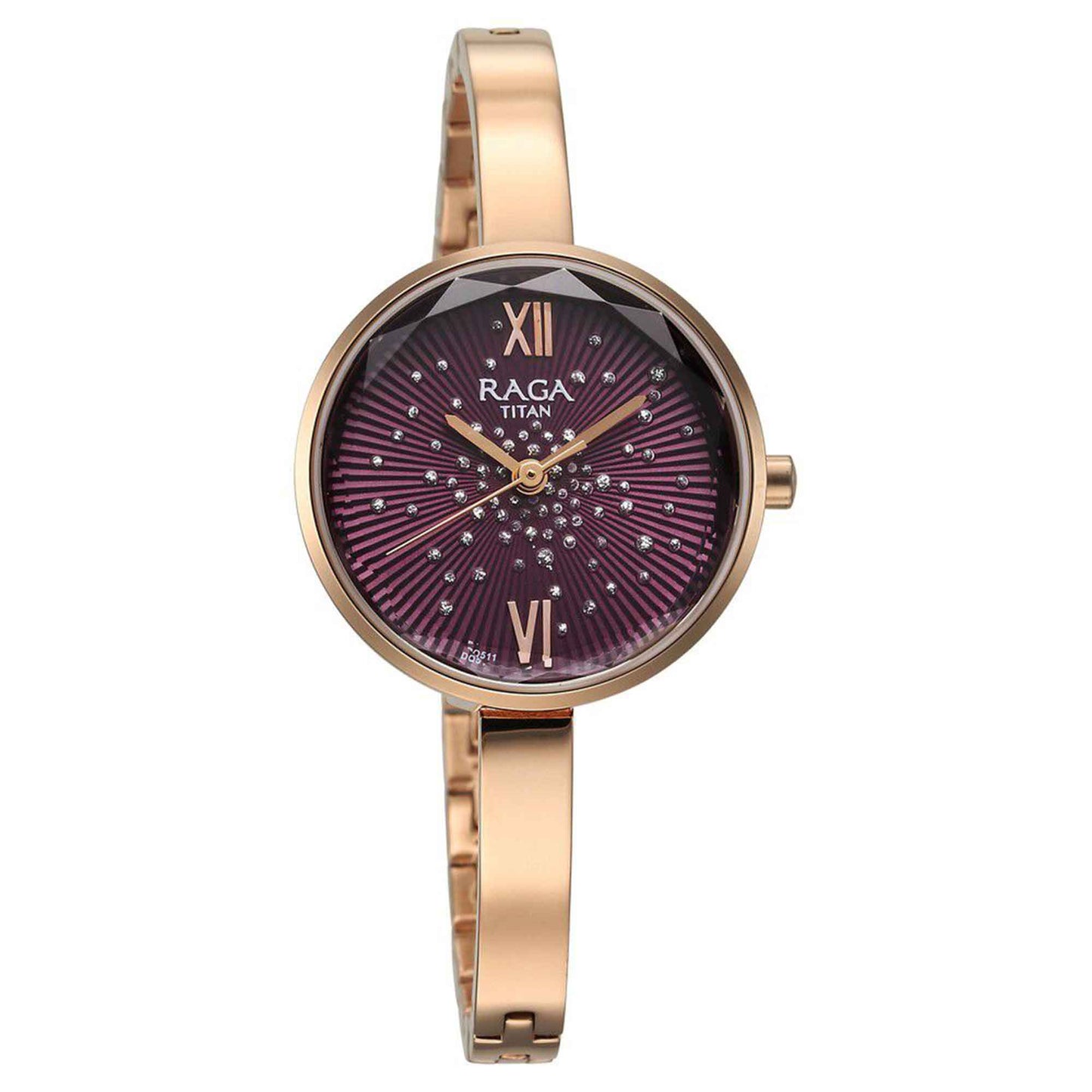 Titan Raga Showstopper Quartz Alog Purple Dial Metal Strap Watch for Women