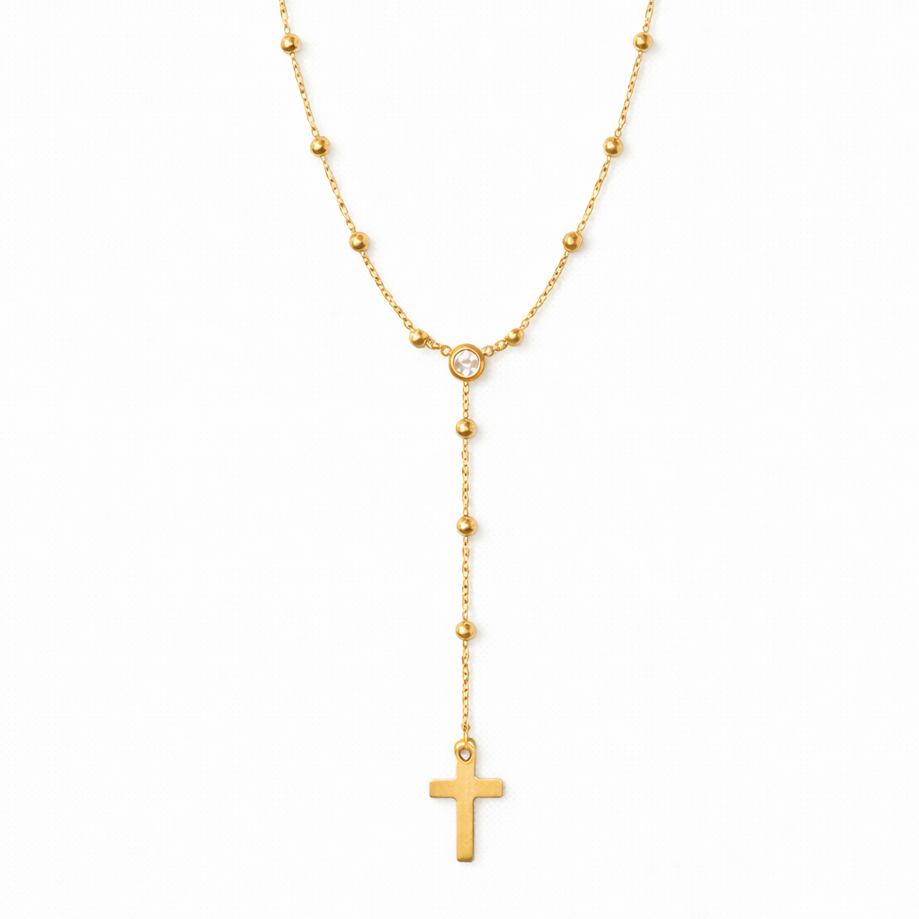 Alessia Lariat Cross Necklace
