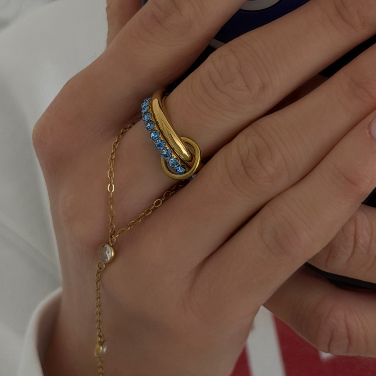 Frosted Charm Stacked Ring