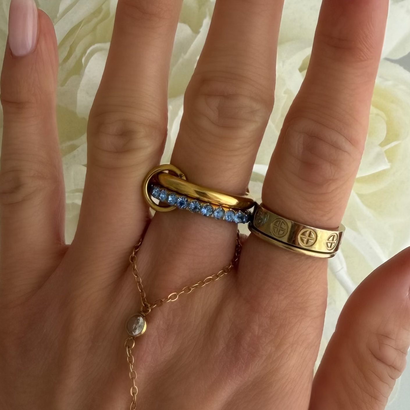 Frosted Charm Stacked Ring