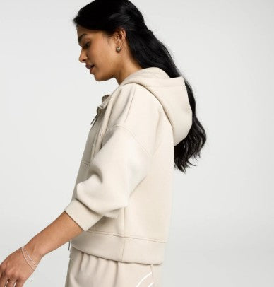 CALIA Women’s Soft Scuba 3-Piece Lounge Set – Hooded Full Zip Jacket, Seamless Scoop Tank & Drawstring Step-Up Shorts