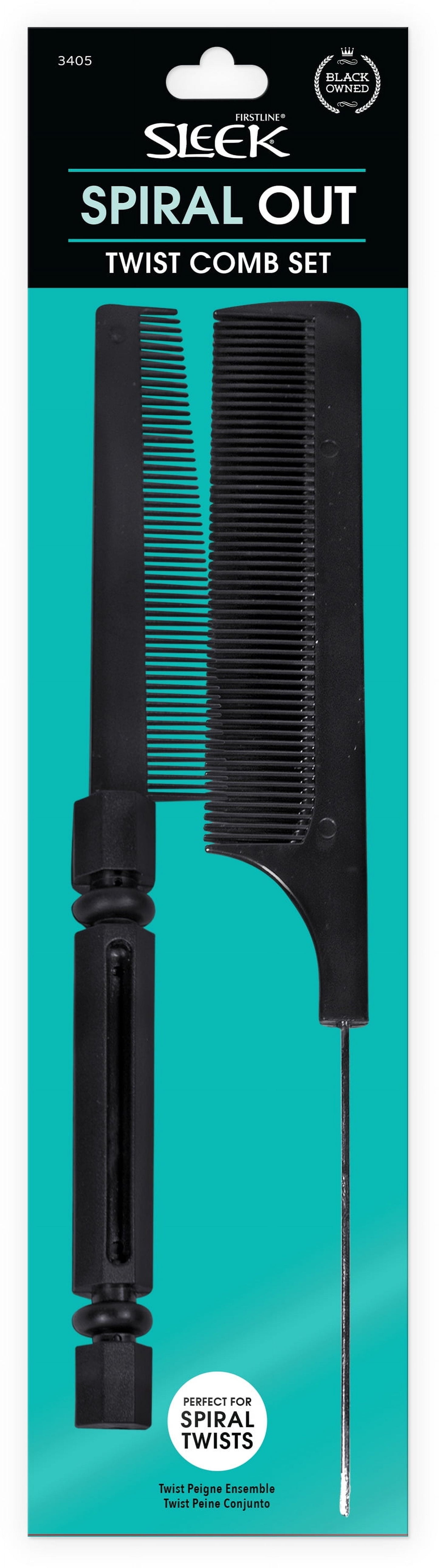 Sleek Twist Comb/Rat Tail Comb Set