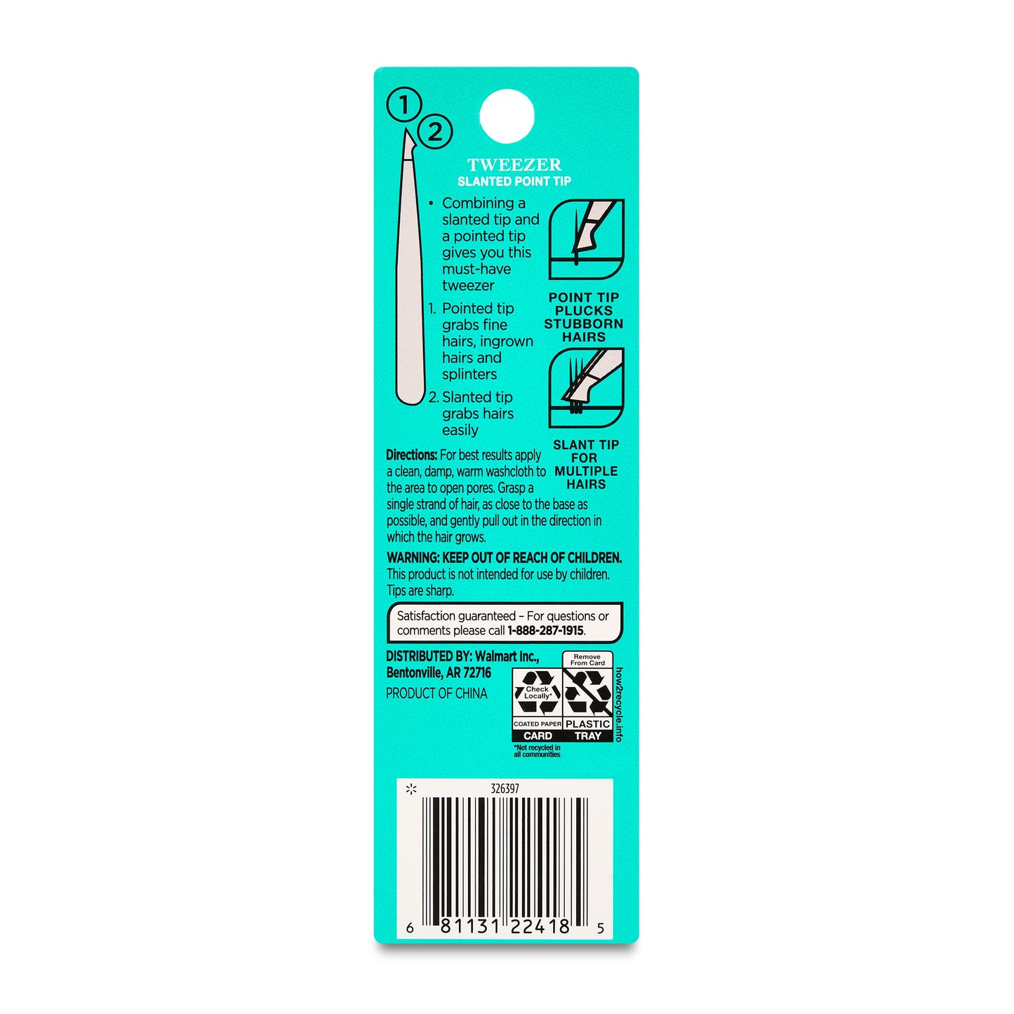 Equate Stainless Steel Slant and Pointed-Tip Tweezer