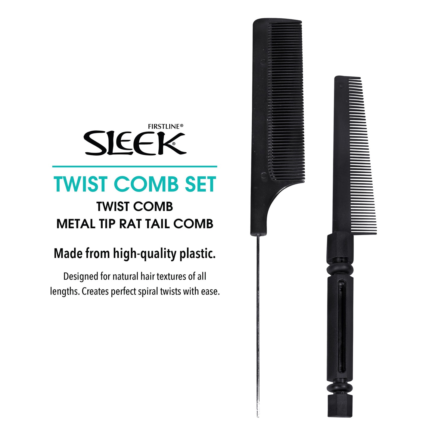 Sleek Twist Comb/Rat Tail Comb Set