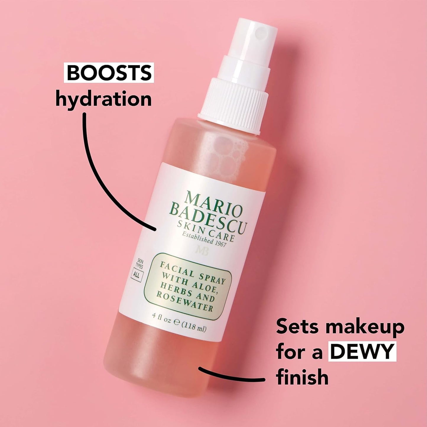 Mario Badescu Facial Spray Skin Care Toner with Rosewater and Aloe Vera, 2 oz