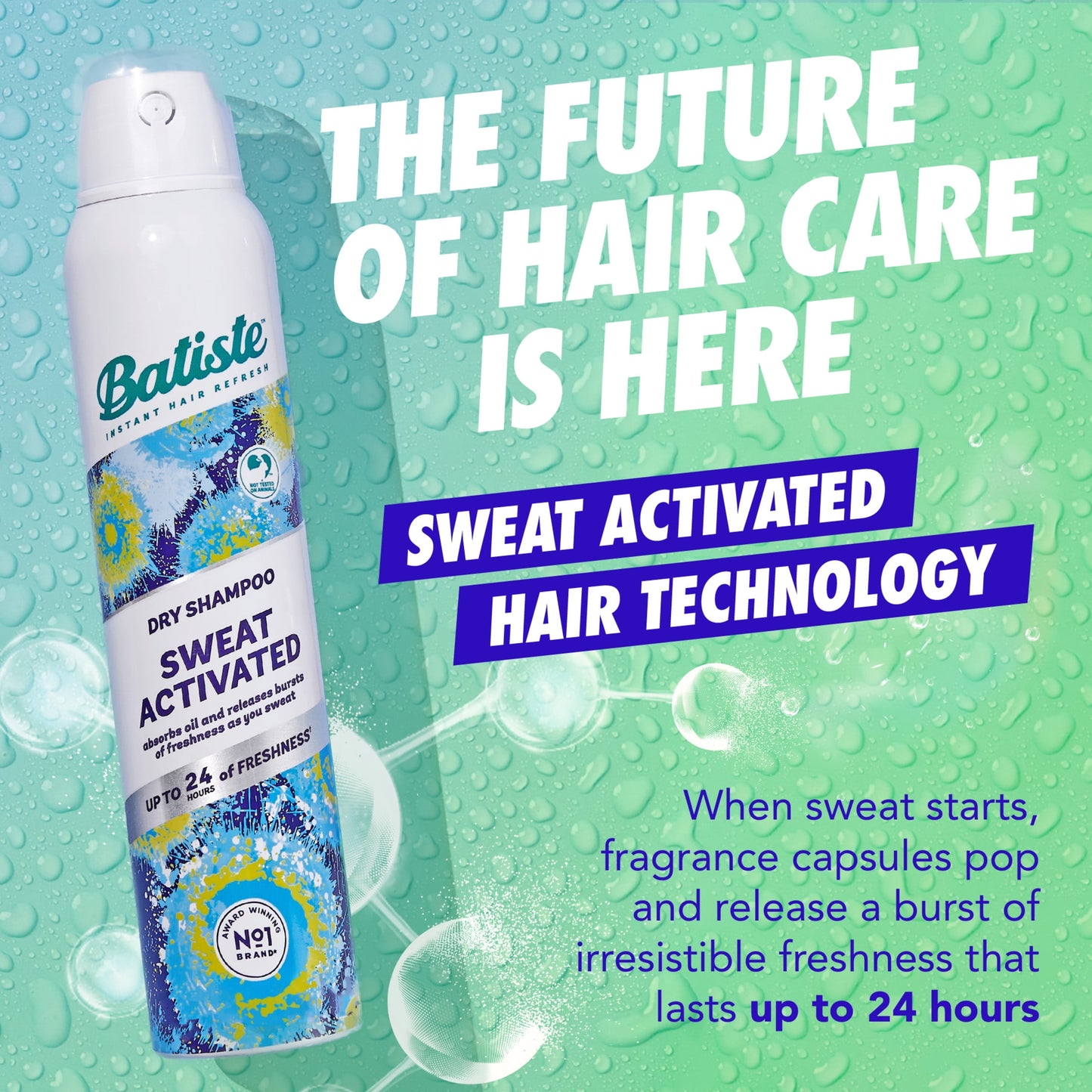 Batiste Sweat Activated Dry Shampoo, Absorbs Oil & Helps Reduce Sweat Buildup, Mini 1.06 oz