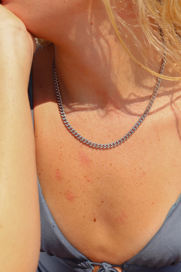 Shiny Steel Curb Chain Necklace